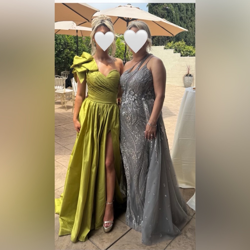 Fully Beaded Silver Wedding Guest Couture Gown